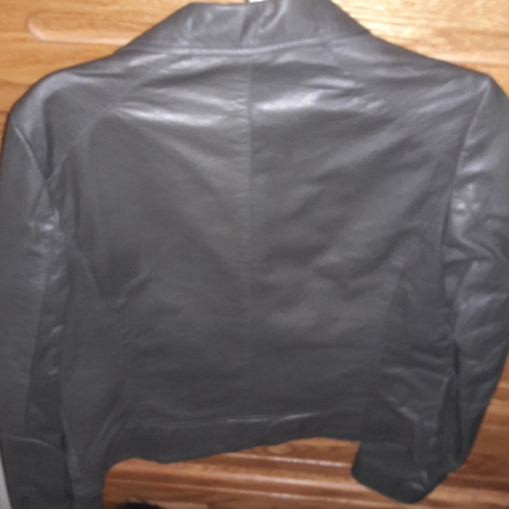 Boston Proper, Gray Leather Jacket, 6 - Picture 3 of 7